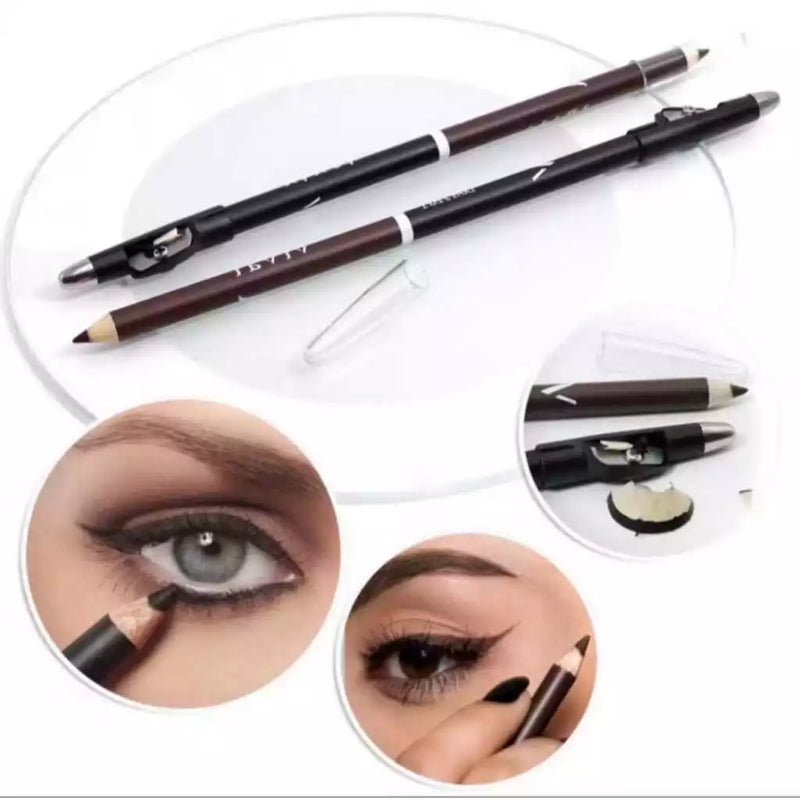 Lápis para olhos 2 em 1 (duas pontas) Marrom e Preto - Vivai
